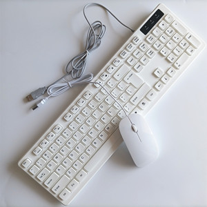 键盘巧克力白色打字鼠标套装静音办公笔记本台式电脑无声三件套