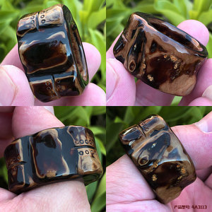 天然保真血柳海柳戒指扳指情侣指环大拇指把玩自然型原创设计包邮