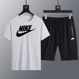 nike耐克两件套男运动速干套装男子夏季透气t恤圆领短袖男士短裤