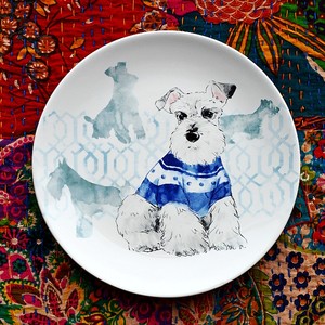 日式卡通/釉下彩陶瓷餐具/雪纳瑞宠物狗装饰盘子/沙拉盘/西餐小盘