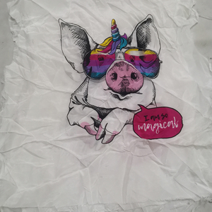 蚕之语●真丝面料桑蚕丝布料双绉白色粉色小猪时尚花色衣片按张