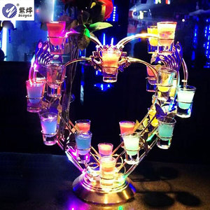 紫烨LED充电酒吧发光杯架创意鸡尾酒杯架子弹杯一口杯架七彩酒架
