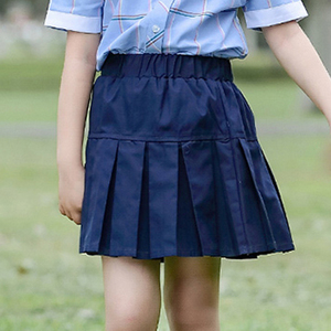 女童百褶裙运动半身裙夏深蓝藏青色大童短裙a字裙小学生校服裙子