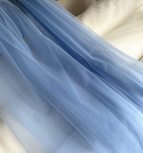 高级加密灰蓝紫色雾霾蓝浅蓝深蓝网纱婚纱礼服装设计师透明网布料