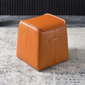 轻奢真皮脚凳北欧头层牛皮换鞋凳客厅小牛皮凳子现代简约牛皮墩子