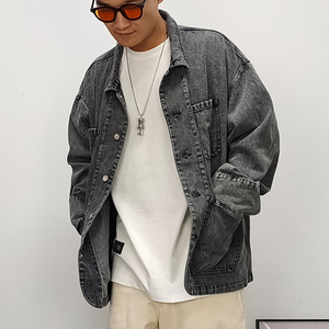 限定雪花水洗复古四袋牛仔夹克 cityboy宽松廓形外套男女