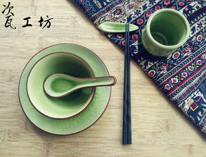 摆台餐具日式陶瓷碗碟子套装餐厅创意餐具日韩料理风冰裂釉韩式