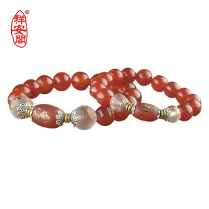 及时到海淘宝祥安阁增缘手链红色黑色白色绿色三合转运珠手串饰品手