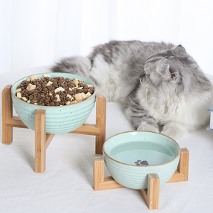 陶瓷猫碗猫咪餐具架子保护颈椎泰迪饭盆猫饭碗喝水碗猫咪食盆狗碗