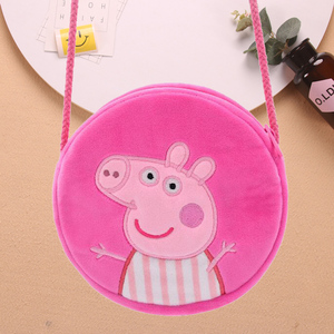 正品peppapig儿童毛绒包包女童小猪佩奇零钱包男童宝宝乔治斜挎包