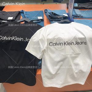 正品CK Jeans Calvin Klein男女情侣纯棉字母宽松短袖T恤J400377