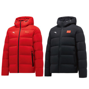 安踏国服中国国家队21年国旗短款加厚连帽鸭绒羽绒服男女45130104