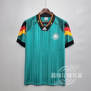 阿迪达斯1992德国队客场复古球迷版球衣7号穆勒绿色短袖足球队服