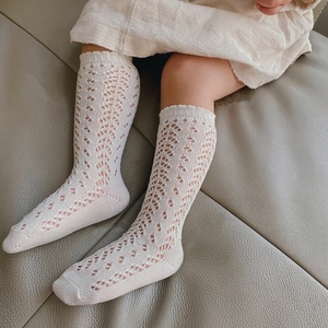 ins韩国移圈镂空网眼儿童中筒袜超百搭的女童半截袜子公主袜女宝