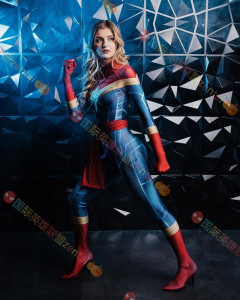 万圣节女成人儿童漫威Captain Marvel Cosplay惊奇队长连体紧身衣