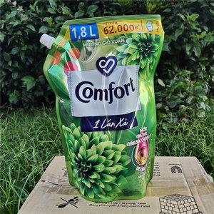 越南精油花香金纺comfort 柔顺剂1800ml洗衣护理液 绿色1.8l袋装