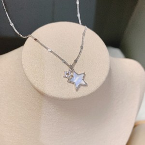 香港正生s925银天然白贝母星星项链简约气质锁骨链学生送闺密礼物