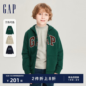 【断码优惠】Gap男童秋冬LOGO抓绒柔软连帽衫儿童运动卫衣819723