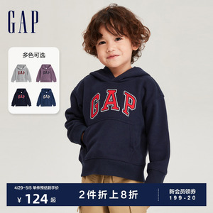 【断码优惠】Gap男女幼童秋季LOGO碳素软磨抓绒卫衣儿童装