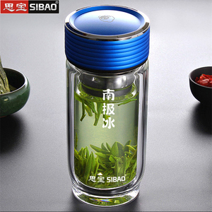 思宝双层玻璃杯男女士商务车载水杯带滤网泡茶杯子商场同款南极冰