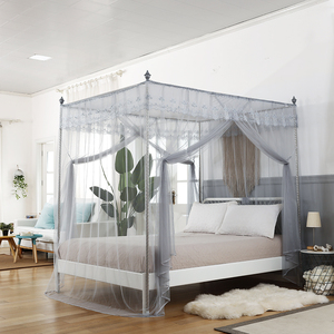 两双开门蚊帐1.35m加密家用方顶防尘顶1.5米2不锈钢落地支架帐幔
