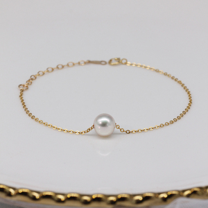 路路通珍珠手链串14k包金天然淡水一颗单粒真女款大简约温柔转运