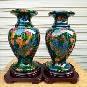 天然台湾七彩玉花瓶摆件花莲玉石花瓶聚宝盆葫芦高端客厅家居收藏