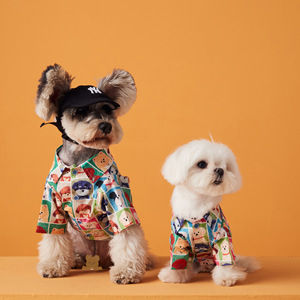 狗狗衣服夏装新款印花狗头可爱中小体宠物马尔济斯泰迪雪纳瑞衬衫