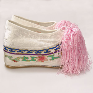 戏曲花旦彩鞋/真丝手工苏绣绣花鞋/内增高2寸(牛筋底)