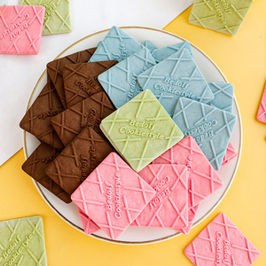 蛋糕装饰饼干插件薄脆方形粉色巧克力甜品摆件冰淇淋毛巾卷装饰