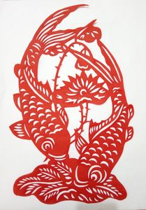 武强年画剪纸 刻纸画 纯手工作品  连年有余>家居装饰新春用品