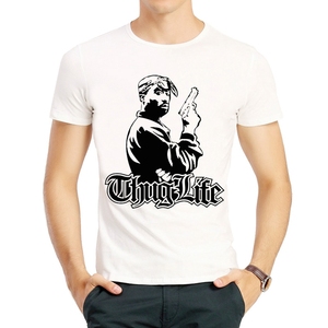 2pac图帕克t恤经典说唱歌手印花短袖阿美咔叽t恤嘻哈衣服男女宽松