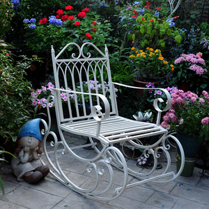 铁艺复古家用阳台摇椅花园懒人躺椅田园室内户外休闲逍遥单人椅子