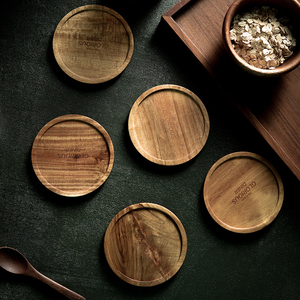 日式茶水杯木托垫子隔热垫创意点心小木碟子圆形家用实木杯垫杯托