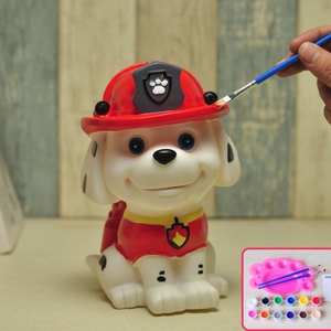 存钱罐diy上色汪汪队摔不坏搪胶娃娃彩绘涂鸦非石膏涂色白胚手工