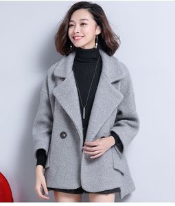 春秋冬季新款韩版时尚羊绒茧型呢子大衣毛呢妮子毛尼外套女士韩范