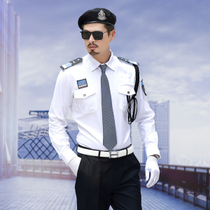 高档售楼物业保安服夏季新式白色衬衫案场礼宾工作服长袖衬衣制服