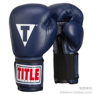 【美国发货】正品TITLE拳套 真皮专业比赛训练拳击手套 男款 蓝色