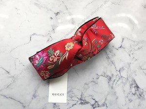 gucci17ss秀款 东方花鸟刺绣复古黏胶真丝弹力头巾发带 m-57码