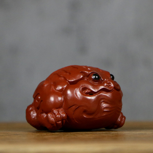 宜兴精品紫砂高水波招财蟾手把件茶宠摆件招财茶玩纯手工可养茶具