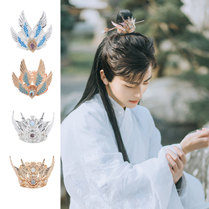 后雨山古风汉服cos束发冠百搭帅金银色仙侠客书生影视剧头饰男女