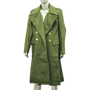 87呢子大衣男士冬季军绿色长袖系扣中长款气质百搭呢服大衣