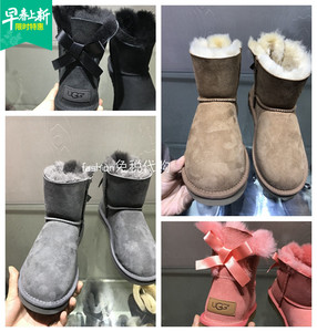 ugg雪地靴美国正品代购蝴蝶结1016501羊皮毛一体防水款短筒女鞋