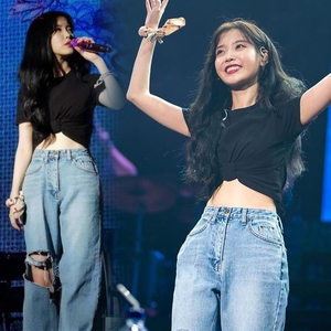 iu李知恩同款高腰破洞牛仔裤女宽松显瘦直筒阔腿裤泫雅老爹裤ins