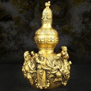 铜葫芦摆件八仙葫芦开盖葫芦八仙过海葫芦工艺品家居店铺装饰摆件