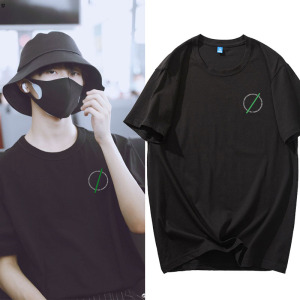 时代少年团马嘉祺同款黑色纯棉短袖t恤2021夏季新款宽松半袖衣服