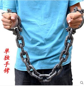 影视道具手铐脚镣刑具塑料囚犯cos铁链 脚镣脚链 玩具手镣手链演