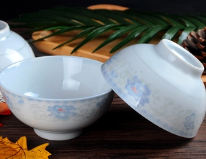 晶玉贝瓷红杜鹃5英寸直口碗家用饭碗米饭碗汤碗面碗高脚碗微波炉