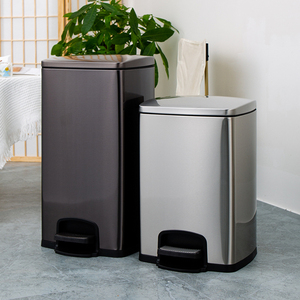 不锈钢垃圾桶大容量办公室脚踏式家用厨房客厅商用50L卫生间30升