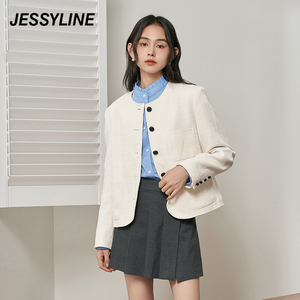 jessyline2024秋装新款 杰茜莱白色气质高级感短款小个子外套女潮